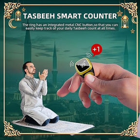 Equant Qibla Ring Tasbih Counter Prayer Reminder