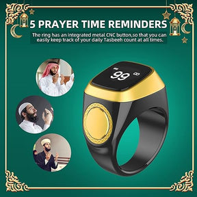 Equant Qibla Ring Tasbih Counter Prayer Reminder