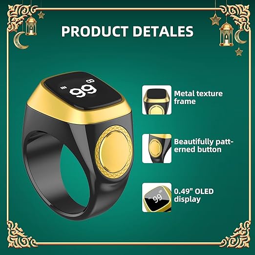 Equant Qibla Ring Tasbih Counter Prayer Reminder